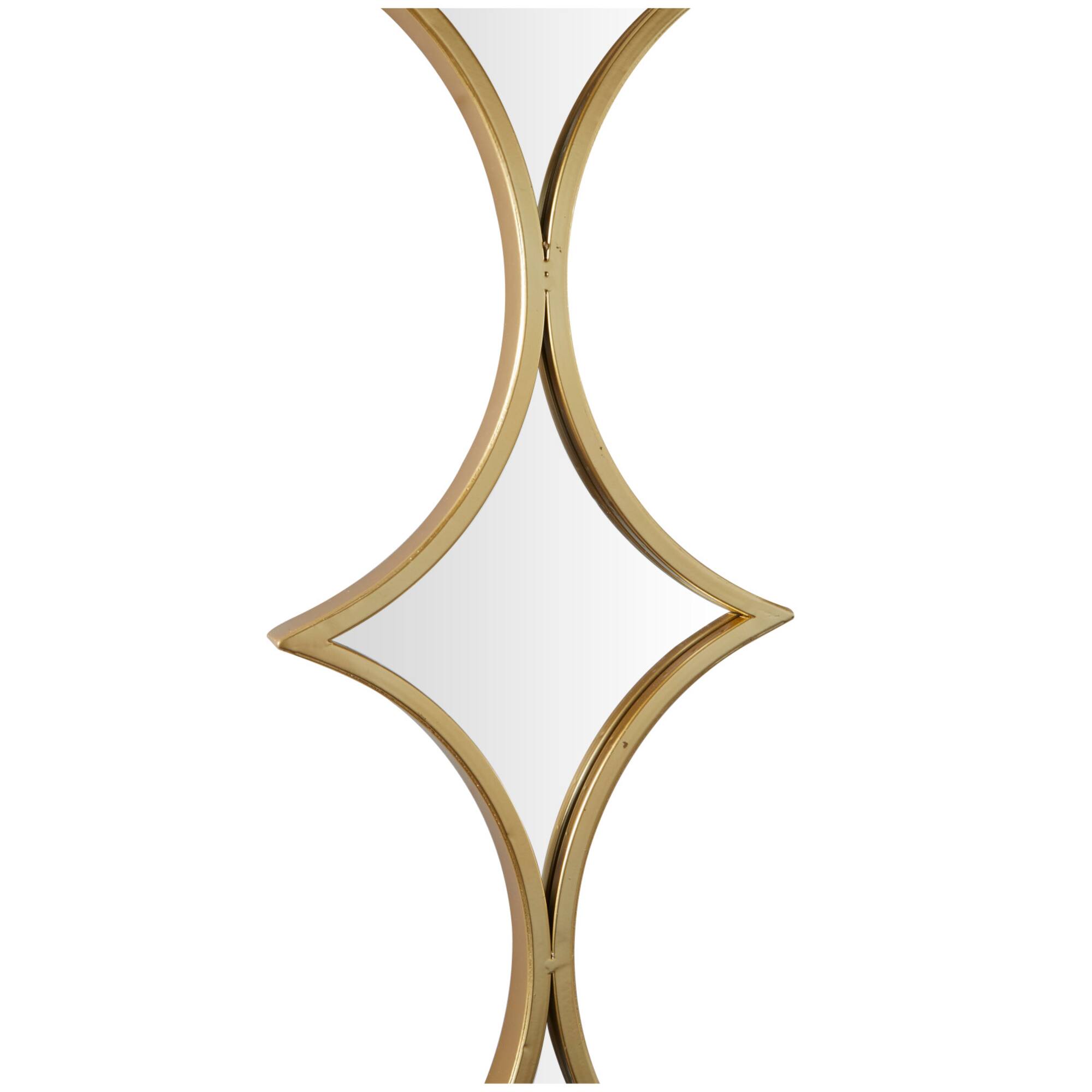 Gold Metal Slim Stacked Chain 5 Layer Wall Mirror with Diamond Pattern 10" x 1" x 59"